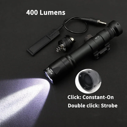 AQzxdc TacticalM600C Light LED Whitelight with Strobe Weapon Rifle Light, with Remote Pressure Switch Tactical Light 400 Lumens