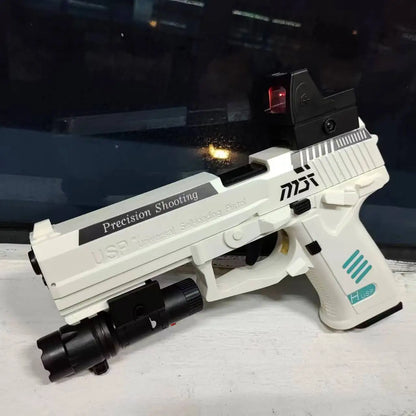 Continuous Firing USP Shell Ejecting Pistol With Laser Sight Airsoft Blowback Soft Bullet Toy Gun Empty Hanging Weapon Boys Gift