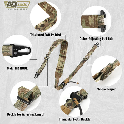 AQzxdc Tactical Accessories Sling Double Metal Hooks Quick Adjustable 2 Point Nylon Tactical Rope Sling for Airsoft CS War Game