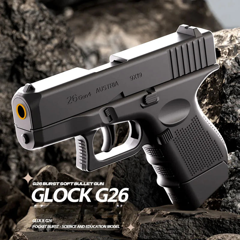 Mini G26 Empty Hanging Shell Ejecting Toy Gun Soft Bullet Blaster Toy Black Pistol for Kids Boys Girls Gift