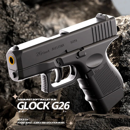 Mini G26 Toy Gun Empty Hanging Shell Ejecting Soft Bullet Blaster Toy Black Pistol for Kids Boys Girls Gift