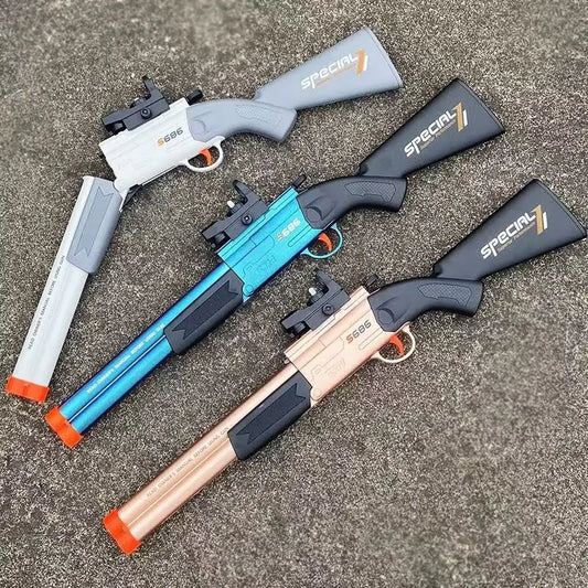 S686 Double Barreled Rifle Long Toy Gun Airsoft Launcher Dual Soft Bullets Outdoor Sports Game Shot Gun Weapon for Kids Gift