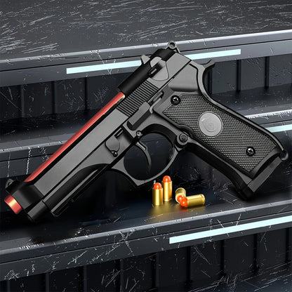 Shell Ejecting Toy Gun Mechanical M9a3 Continuous Fire Pistol Decompression Toy Empty Hanging Soft Bullet Toy Gun Gift