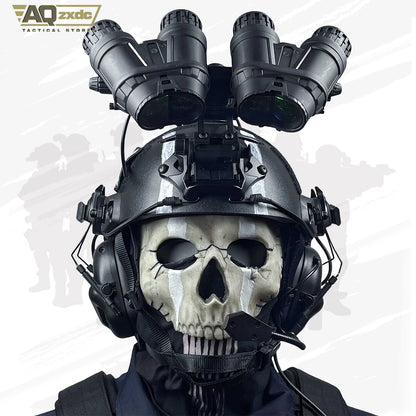 AQzxdc Airsoft Call of Duty 19 Night Raid Ghost Cosplay Full Set of Equipment Ghost Tactical Mask Tactical Vest & Hemlet Set