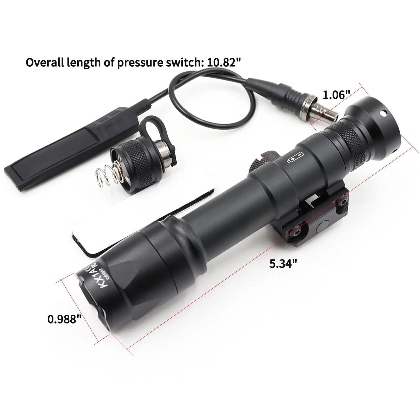 AQzxdc TacticalM600C Light LED Whitelight with Strobe Weapon Rifle Light, with Remote Pressure Switch Tactical Light 400 Lumens