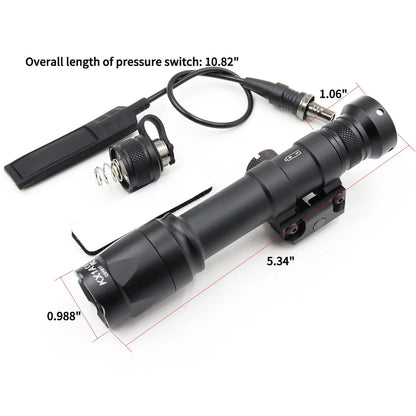 AQzxdc TacticalM600C Light LED Whitelight with Strobe Weapon Rifle Light, with Remote Pressure Switch Tactical Light 400 Lumens