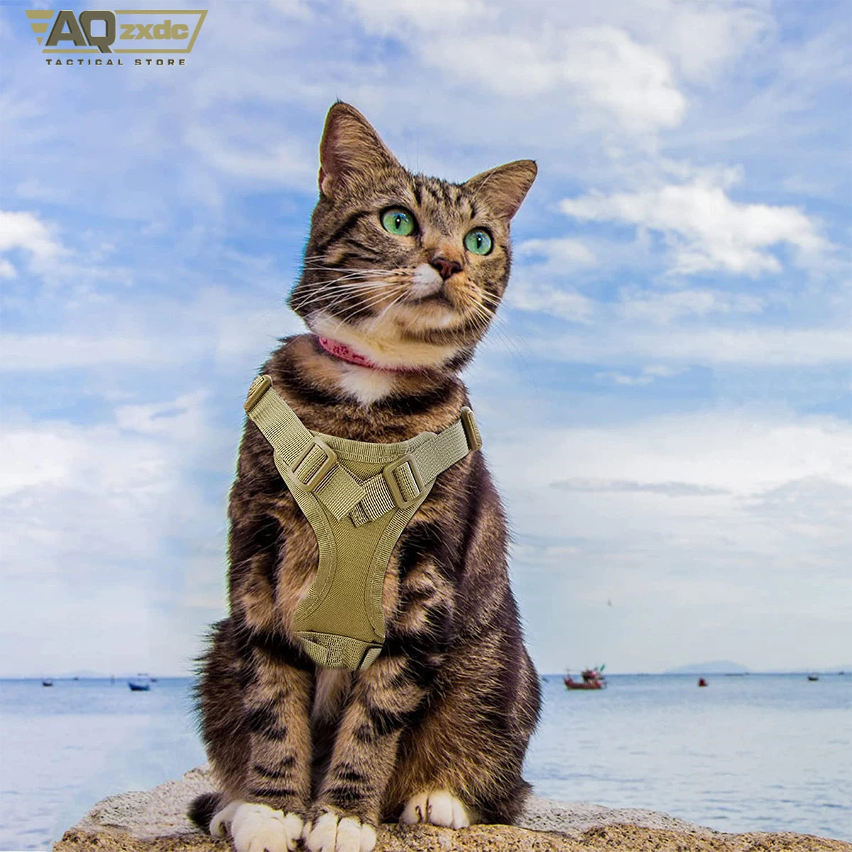 Tactical Dog Harness for Small Dogs Working Training Khaki Adjustable Soft Padded Dog Vest Harness No-Pull Outdoor Military Pet