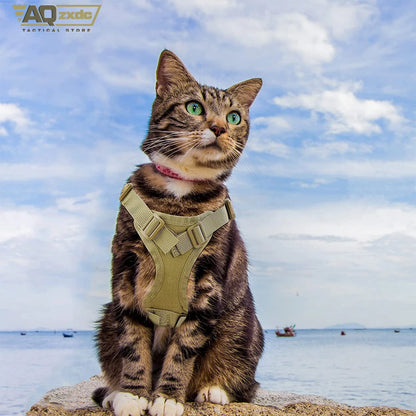 Tactical Dog Harness for Small Dogs Working Training Khaki Adjustable Soft Padded Dog Vest Harness No-Pull Outdoor Military Pet