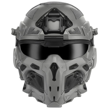 AQzxdc Fully Wrapped Paintball Helmet, Integrated Helmets, Masks, Goggles, Defogging Fans, All-in-One Design, Detachable Mask