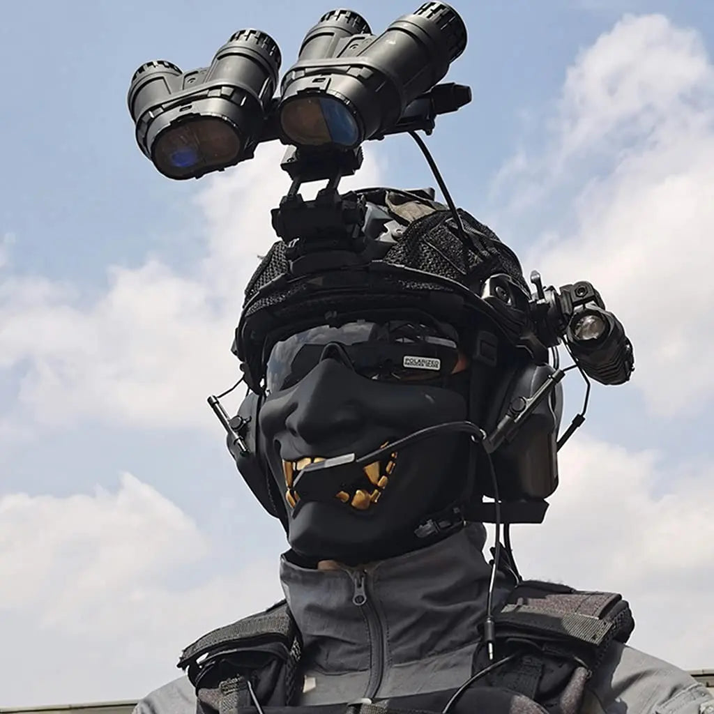 AQ Tactical Helmet Sets, Outdoor Gear with Military Headset & Binoculars & Goggles, Heavy Men's Full Set of Paintball Protective