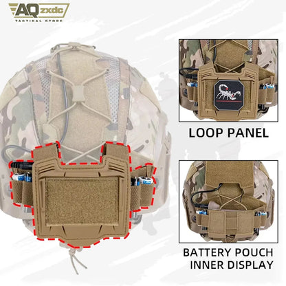 AQzxdc Tactical Ultra-High Cut Gen2 SF Helmet Cover Camo Helmet Cloth W/ Pouch with NVG Battery Pouch Hunting Hybrid Mesh Cover
