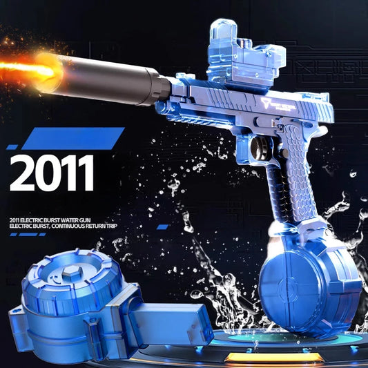 Electric Continuous Firing 2011 Water Gun Light Flashing Pistol Summer Outdoor Pool Spray Water Fights Gun for Adults Kids