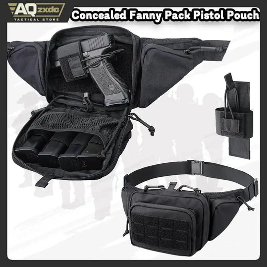 AQzxdc Concealed Fanny Pack Pistol Pouch, Tactical Fanny Pack Handgun Pouch with Universal Pistol Holster CCW EDC Waist Pack
