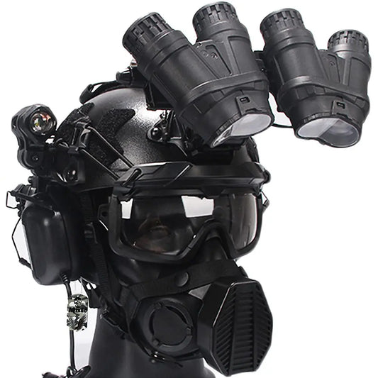 AQ Heavy-Duty Tactical Helmet Set, with Paintball Mask & Telescope Model & Soundproof Headphones, Aluminum Alloy L4G24 NVG Mount