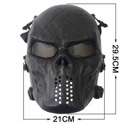 AQzxdc Airsoft Mask, Skull Full Face Mask for Halloween Airsoft CS Game Cosplay and Masquerade