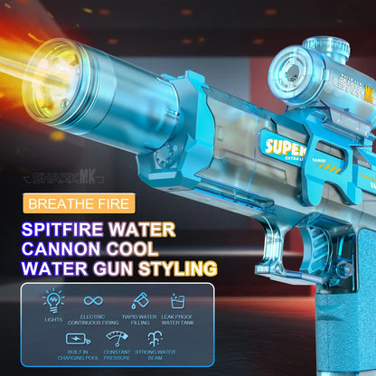 Electric Water Gun with Flash Light Pistol Summer Outdoor Swimming Pool Water Gun Children's Beach Water Fight Toy