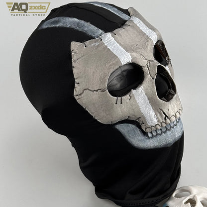 AQzxdc Call of Duty 16 Scary Mask, Classic Skeleton Ghost Chin Mask Ghost Scary Headgear for COD Warzone Cosplay Airsoft Mask