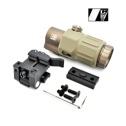G33 Magnifier Sight 3X with Switch to Side Qick Detach QD Mount for Hunting and Airsoft Rifle Perfect Replica with Full Markings