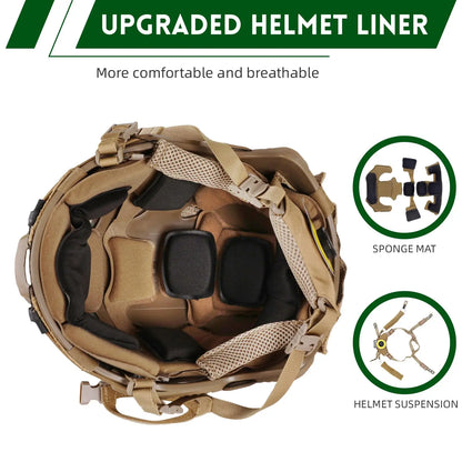 AQzxdcAdjustable Tactical Helmet Set with Counterweight Pouch & Cover for Airsoft, Cosplay, Military Gear Paintball War Game