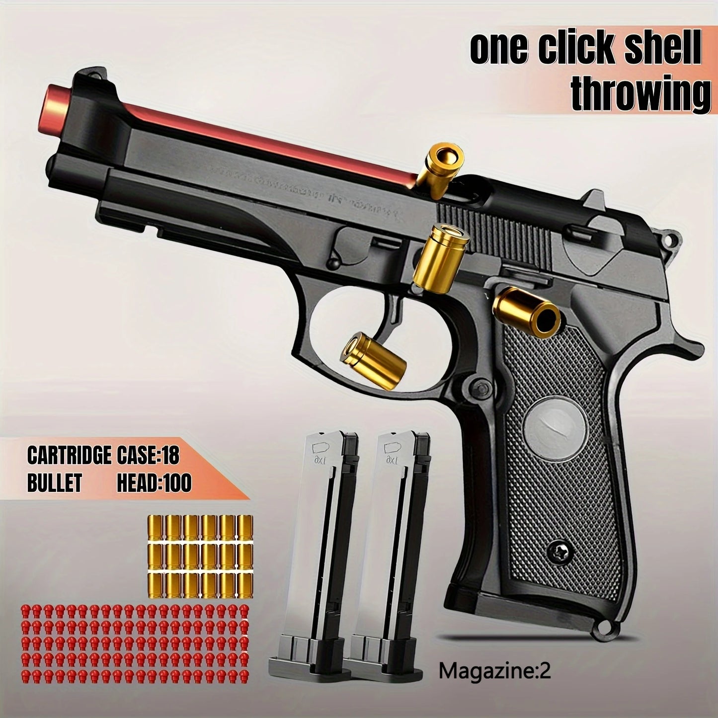 Shell Ejecting Toy Gun Mechanical M9a3 Continuous Fire Pistol Decompression Toy Empty Hanging Soft Bullet Toy Gun Gift