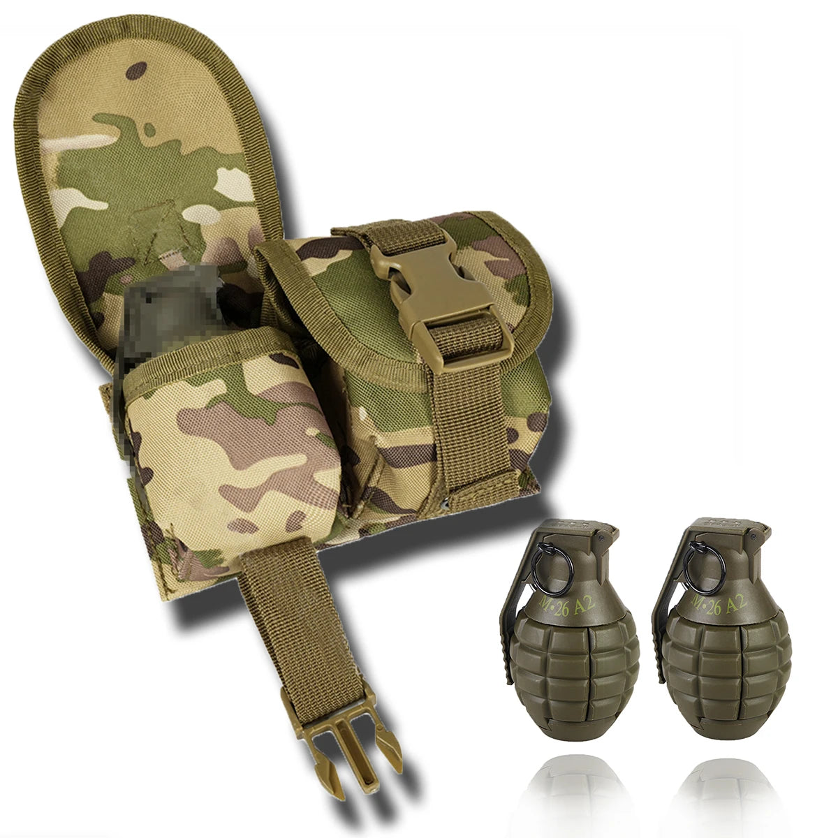 2 Pcs Tactical Grenade Model Toy, M67 Burst Grenade, Military Smoke Grenade Model, for Airsoft Paintball Hunting CS War Game