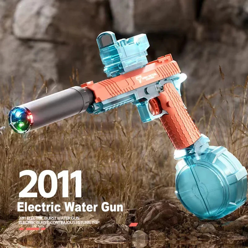 Electric Continuous Firing 2011 Water Gun Light Flashing Pistol Summer Outdoor Pool Spray Water Fights Gun for Adults Kids
