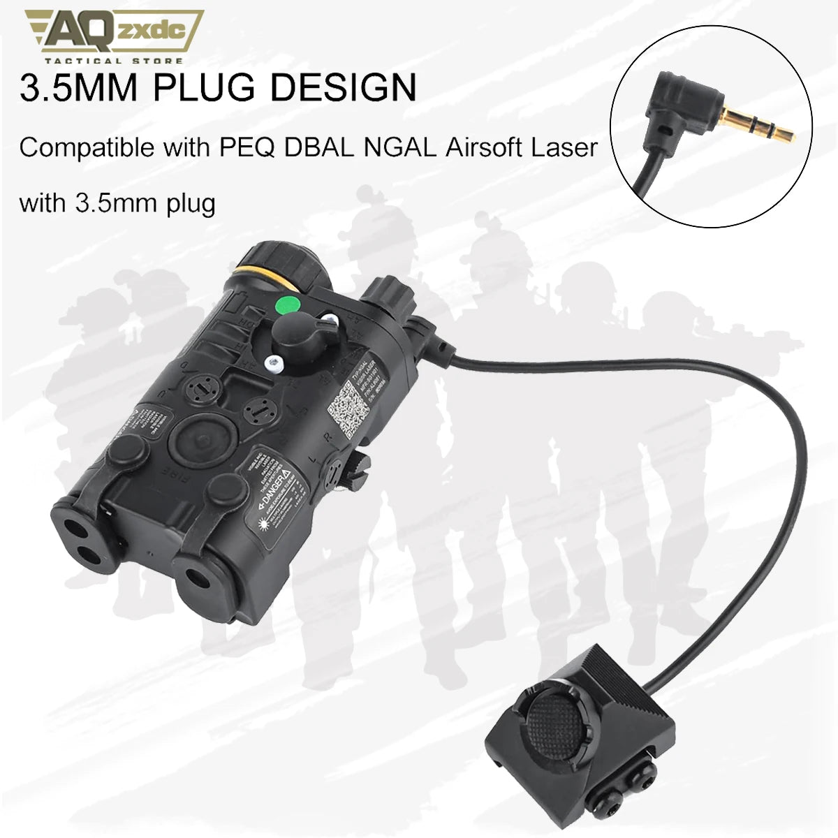Remote Pressure Switch with 2.5mm Plug for PEQ DBAL NGAL Airsoft Laser Sight,Aluminium Tactical Light Switch Mount for 20mm Rail