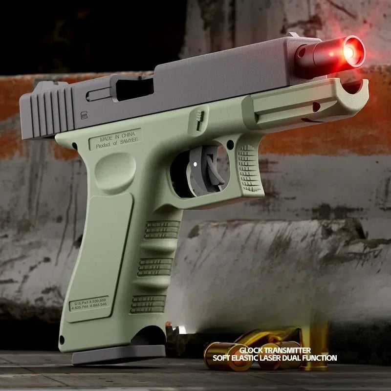 Laser Version Dual-mode Shell Ejecting G17 Automatic Shooting Gun Soft Bullet Pistol Toy Gun CS Outdoor Weapons for Kids