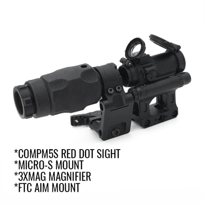 Evolution Gear Red Dot Sight M5S with 3XMAG Magnifier Unity and FTC Mounts High Optical Centerline Combo