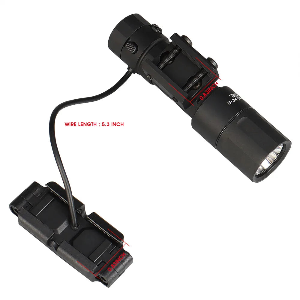 Tactical Micro 2.0 MCH Single Output Flashlight 1000 Lumens Hunting Light with Remote Press Switch fits 21.2mm Rails gs15-0157