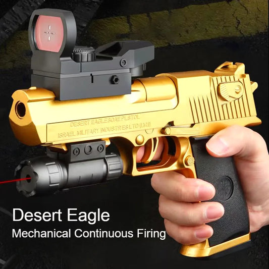 Automatic Desert Eagle Toy Gun Mechanical Shell Ejection Airsoft Pistol Continuous Firing Soft Bullet Toy for Children Shooting