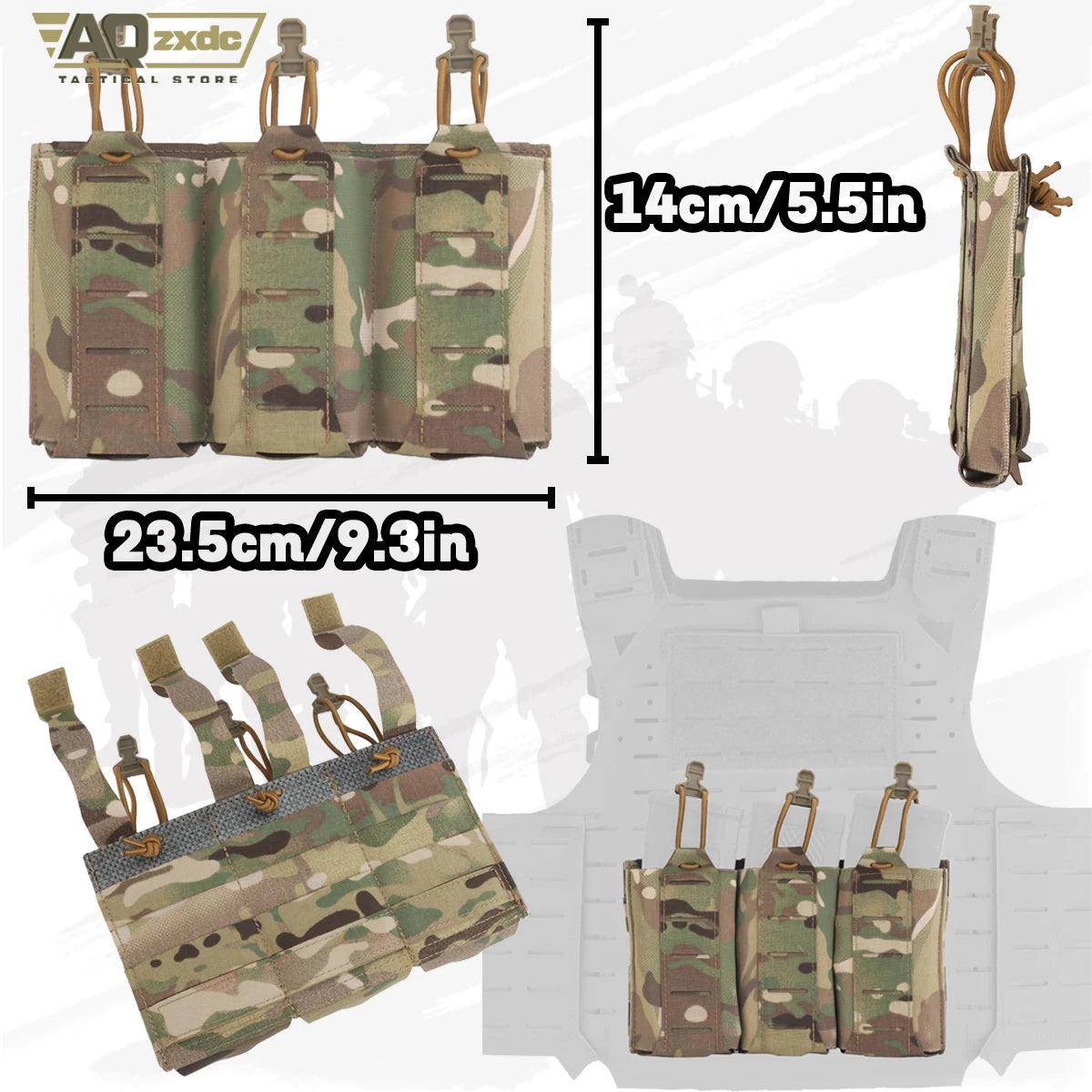 Tactical JPC2.0 Vest Set with R-type JPC Vest Shoulder Pad Cover & Double-Row Waist Seal & Molle Triple Elastic Functional Bag