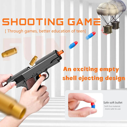 Black Toy Gun M1911 Shell Ejecting Pistol G17 Airsoft Empty Hanging Soft Bullet CS Weapon for Boys Gift