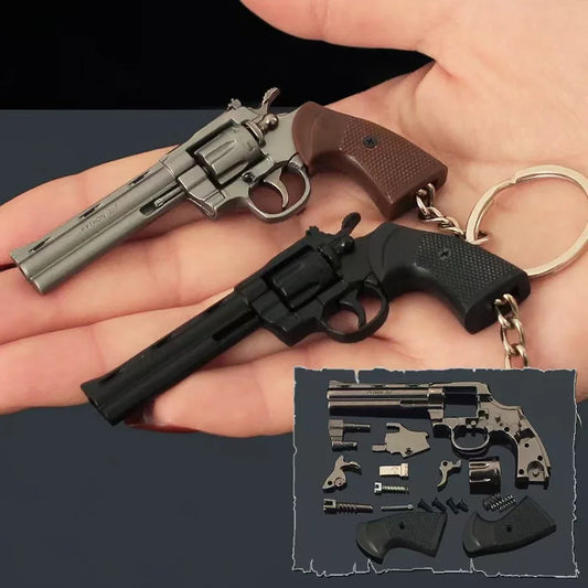 1:3 Miniature Detachable Revolver Pistol Model Alloy Toy Gun Keychain Bag Pendant Ornaments For Adult Boys BirthdayGift