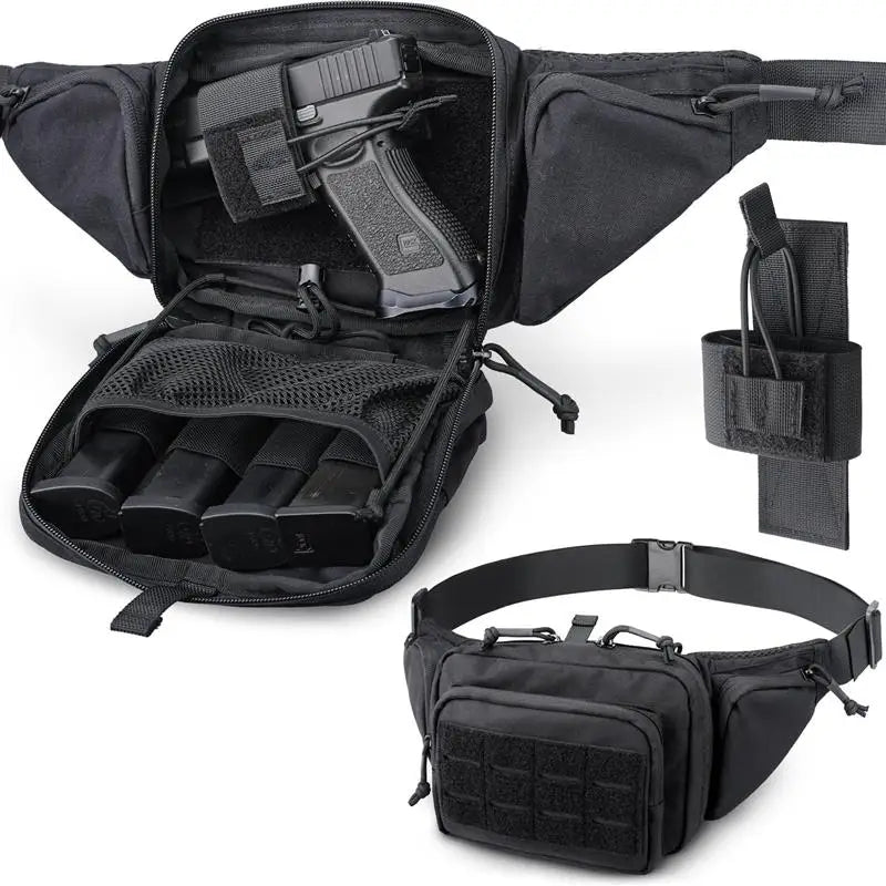 AQzxdc Concealed Fanny Pack Pistol Pouch, Tactical Fanny Pack Handgun Pouch with Universal Pistol Holster CCW EDC Waist Pack