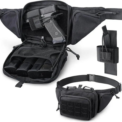 AQzxdc Concealed Fanny Pack Pistol Pouch, Tactical Fanny Pack Handgun Pouch with Universal Pistol Holster CCW EDC Waist Pack