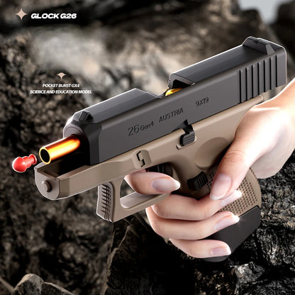Mini G26 Empty Hanging Shell Ejecting Toy Gun Soft Bullet Blaster Toy Black Pistol for Kids Boys Girls Gift