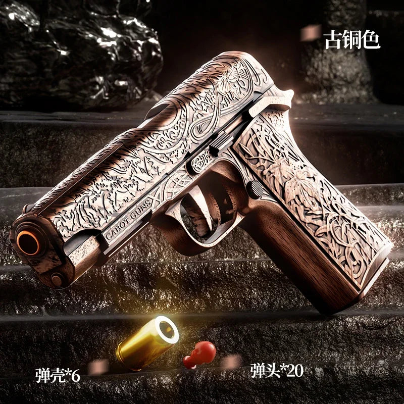 Carving 1911 Shell Throwing Pistol Continuous Firing Airsoft Blowback Empty Hanging Toy Gun Outdoor CS Weapon for Boys Adult