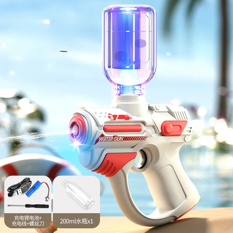 Full Automatic Water Gun Cool Light Electric Water Spray Gun Summer Pool Toy Pistol Sports Entertainment Children Gifts