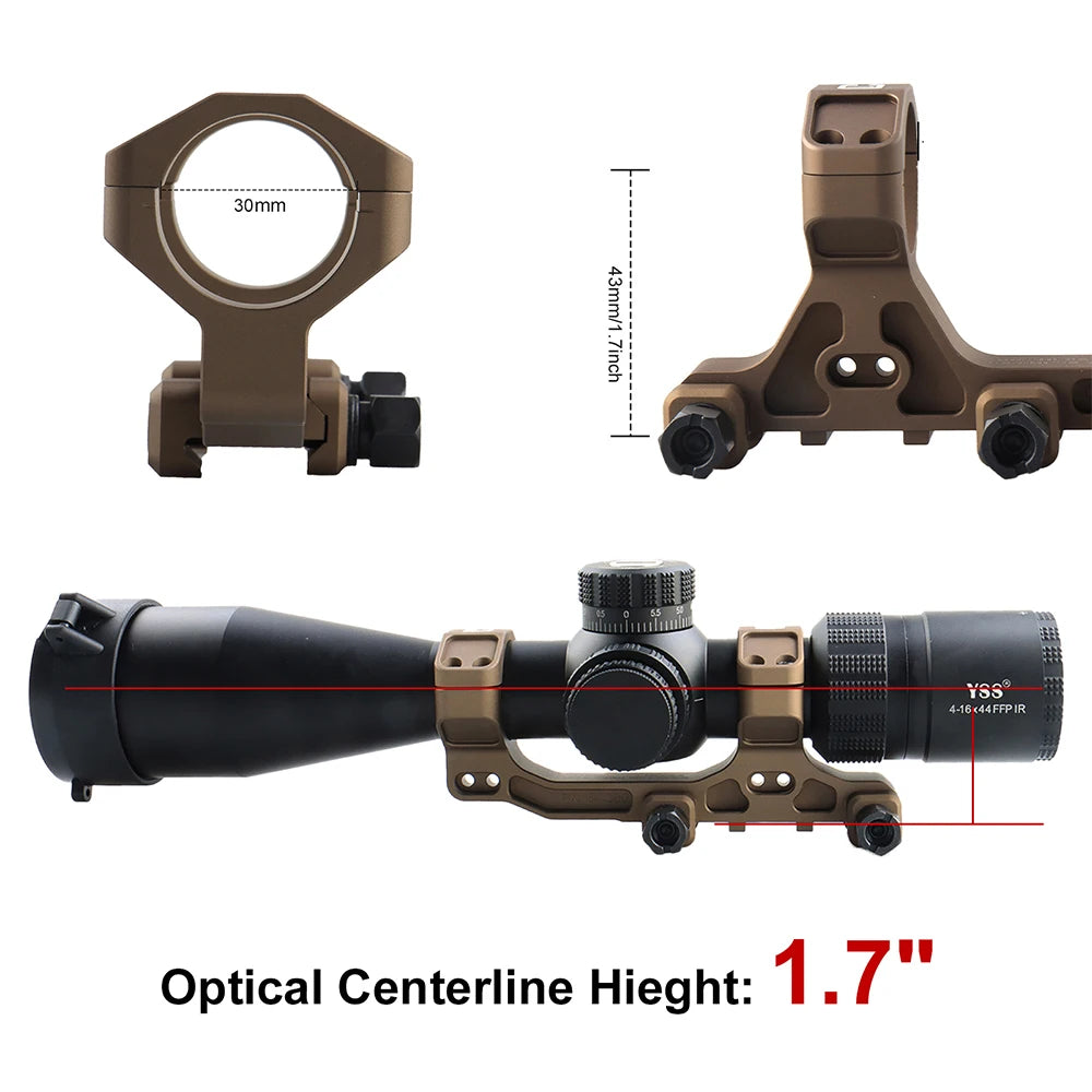 PPT Mounts Airsoft Metal 1.7" Height Cantilever 34MM 30MM Scope Mount Fits 21.2MM Picatinny Rail Rifle Scope Base gs24-0268
