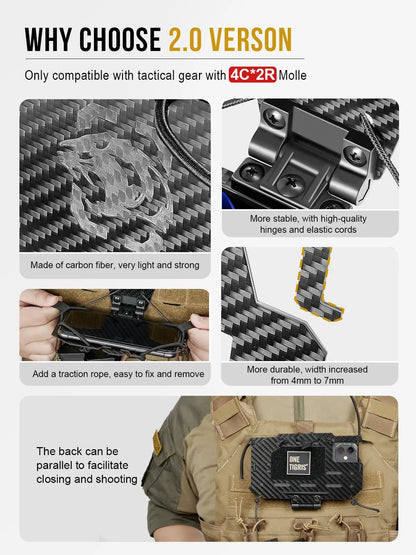 AQzxdc MOLLE Phone Holder, Plate Carrier Accessories Tactical Vest Phone Holder Phone Chest Mount for Cellphone Screen 4.7"-6.8"