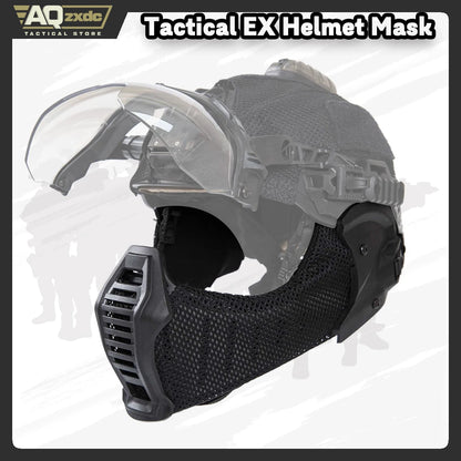 AQzxdc Outdoor EX Helmet Special Mask Ear Face All-Terrain Mask Ear and Face Protection One Half Face Protection CS Field
