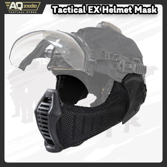 AQzxdc Outdoor EX Helmet Special Mask Ear Face All-Terrain Mask Ear and Face Protection One Half Face Protection CS Field