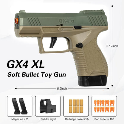 Empty Hanging Shell Ejecting Mini Toy Gun Soft Bullet Blaster with Scope Toy Black Pistol for Kids Boys Girls Gift