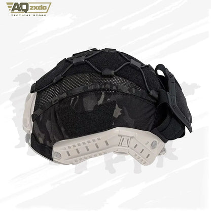 AQzxdc Tactical Ultra-High Cut Gen2 SF Helmet Cover Camo Helmet Cloth W/ Pouch with NVG Battery Pouch Hunting Hybrid Mesh Cover