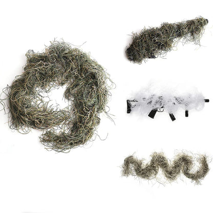 AQzxdc Tactical Ghillie Rifle Cover Wrap Camo, w/Elastic Strap for Camouflage Hunting Rifle