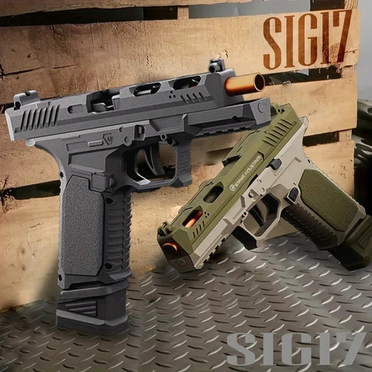Black & Green SIG17 Shell Ejcet Toy Gun Blaster Outdoor Shooting Game G17 Blowback Automatic Continuous Fire Pistol CS Weapons