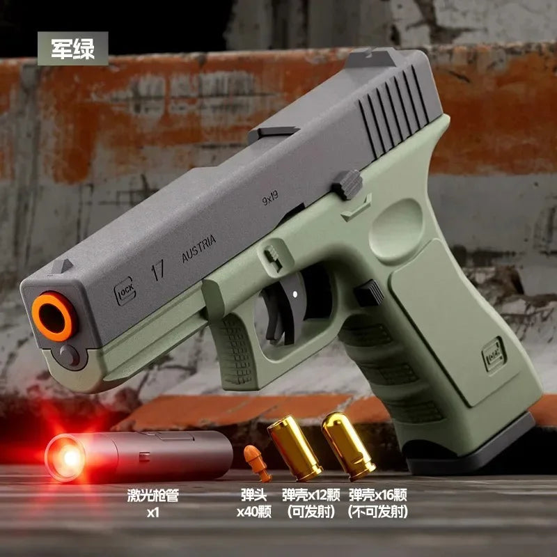Laser Version Dual-mode Shell Ejecting G17 Automatic Shooting Gun Soft Bullet Pistol Toy Gun CS Outdoor Weapons for Kids