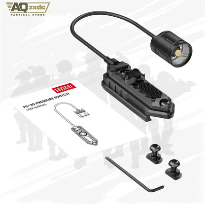 Tactical Flashlight PS-30 Pressure Switch 3 Modes - High/Low/Strobe for FL Series Compatible with Mlok and Picatinny Rail System