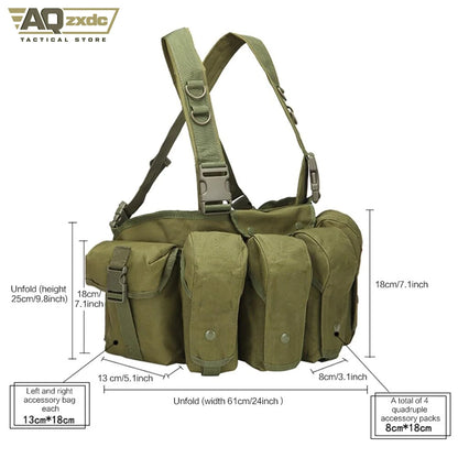 AQzxdc Outdoor Tactical Vest Lightweight Quick Release Combat Training Tactical Chest Hanger Tactical Magazine Bag for Hunting